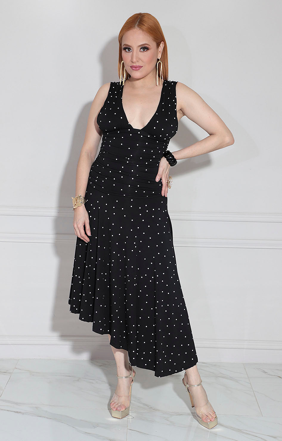 Vestido negro polka-dots