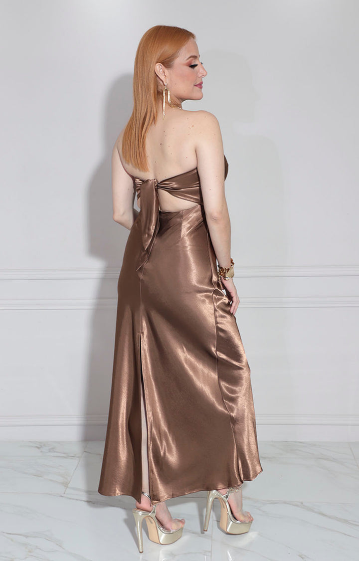 Vestido café straple