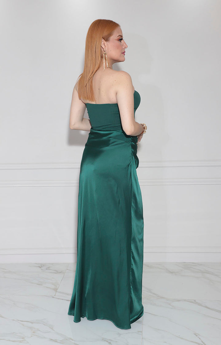 Vestido verde strapless