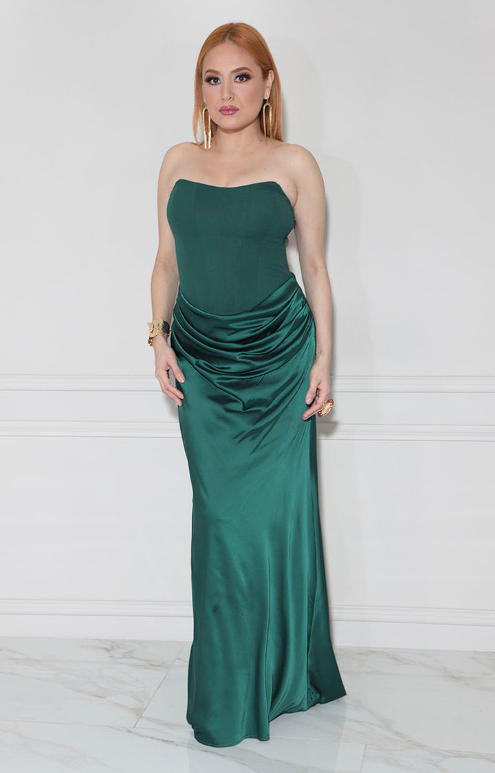 Vestido verde strapless