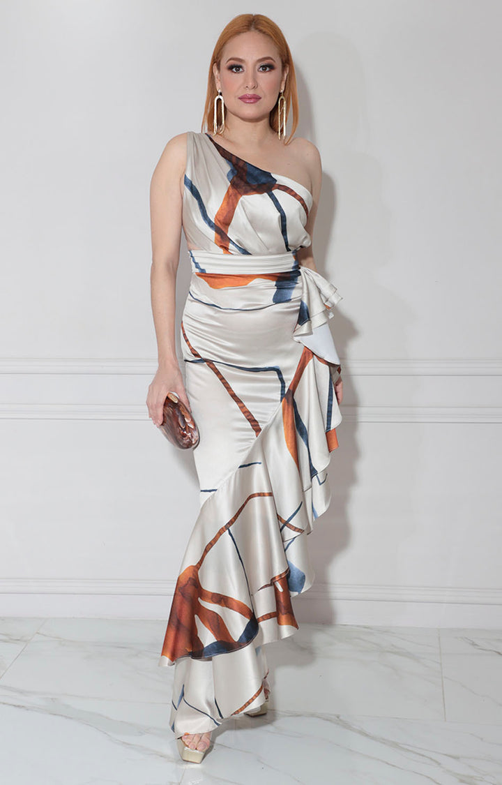 Vestido estampado asimétrico