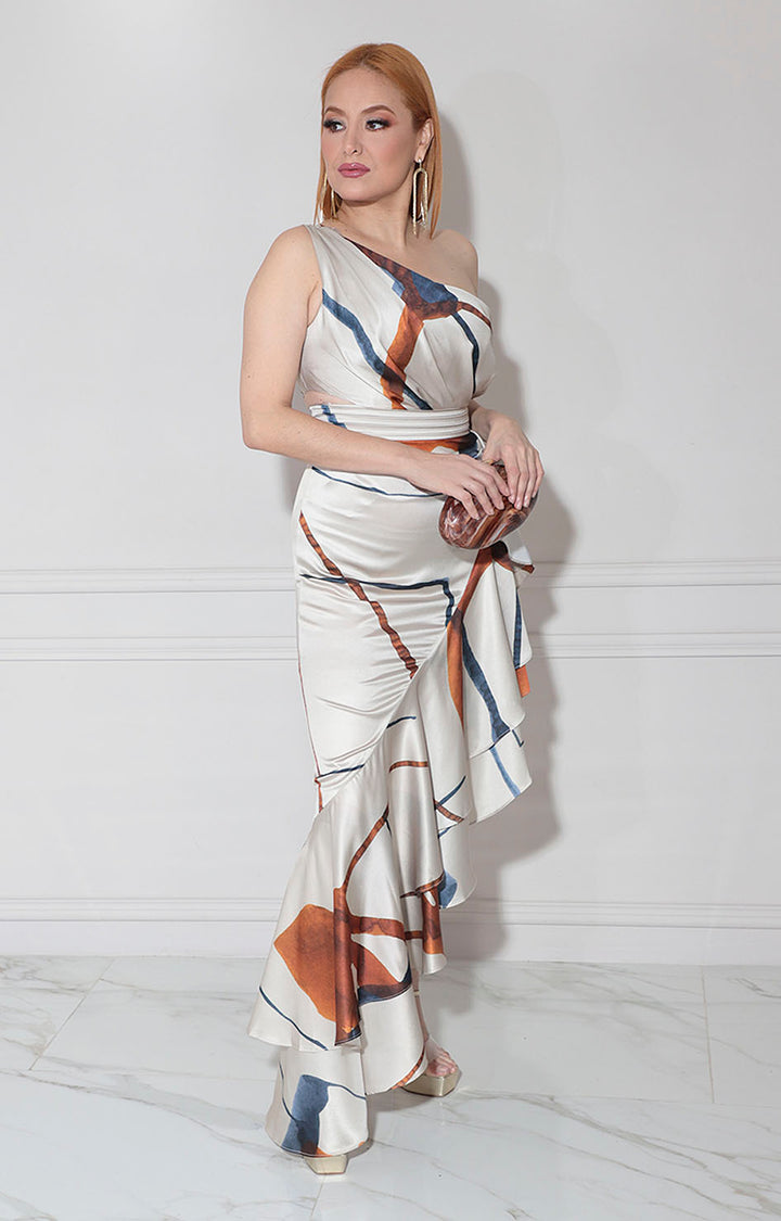 Vestido estampado asimétrico