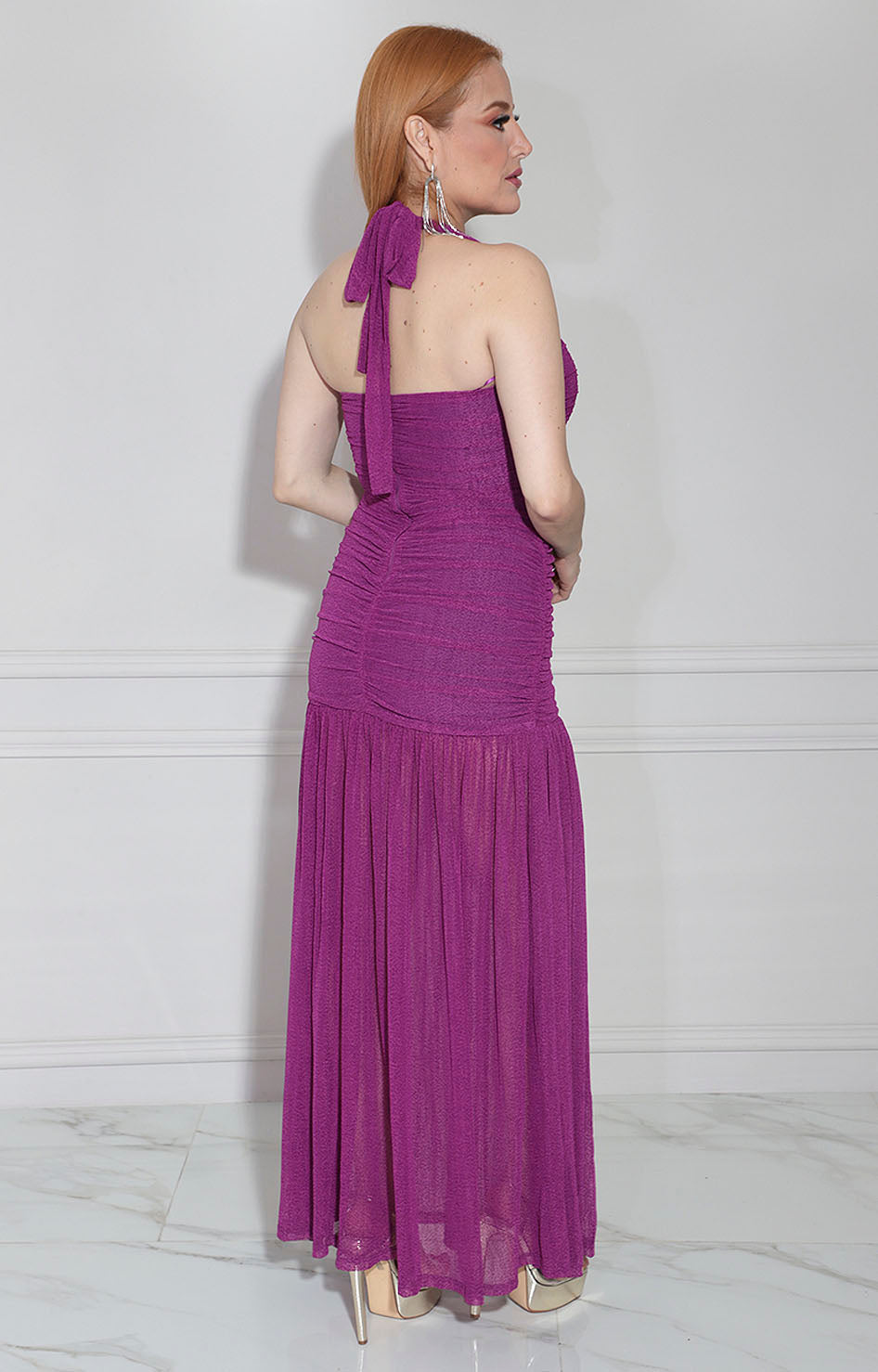 Vestido morado brilloso
