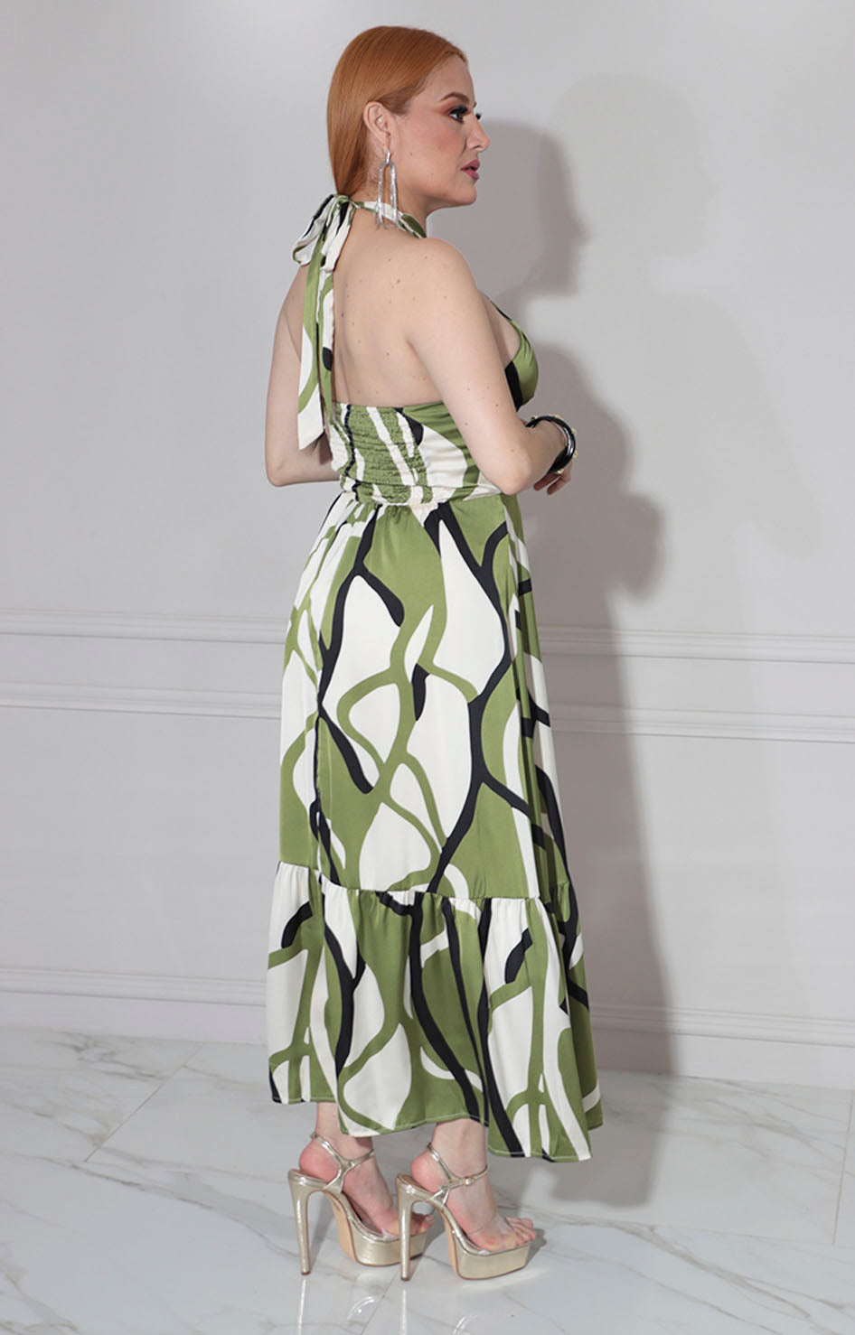 Vestido verde estampado