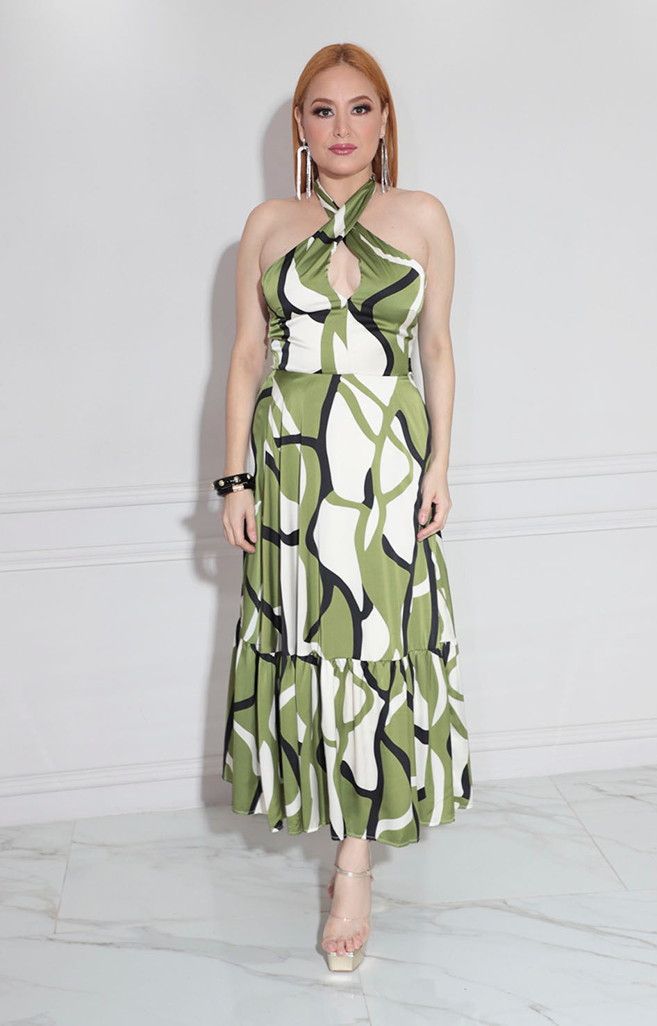 Vestido verde estampado