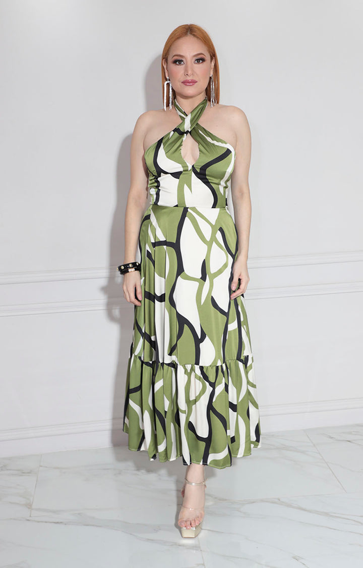 Vestido verde estampado