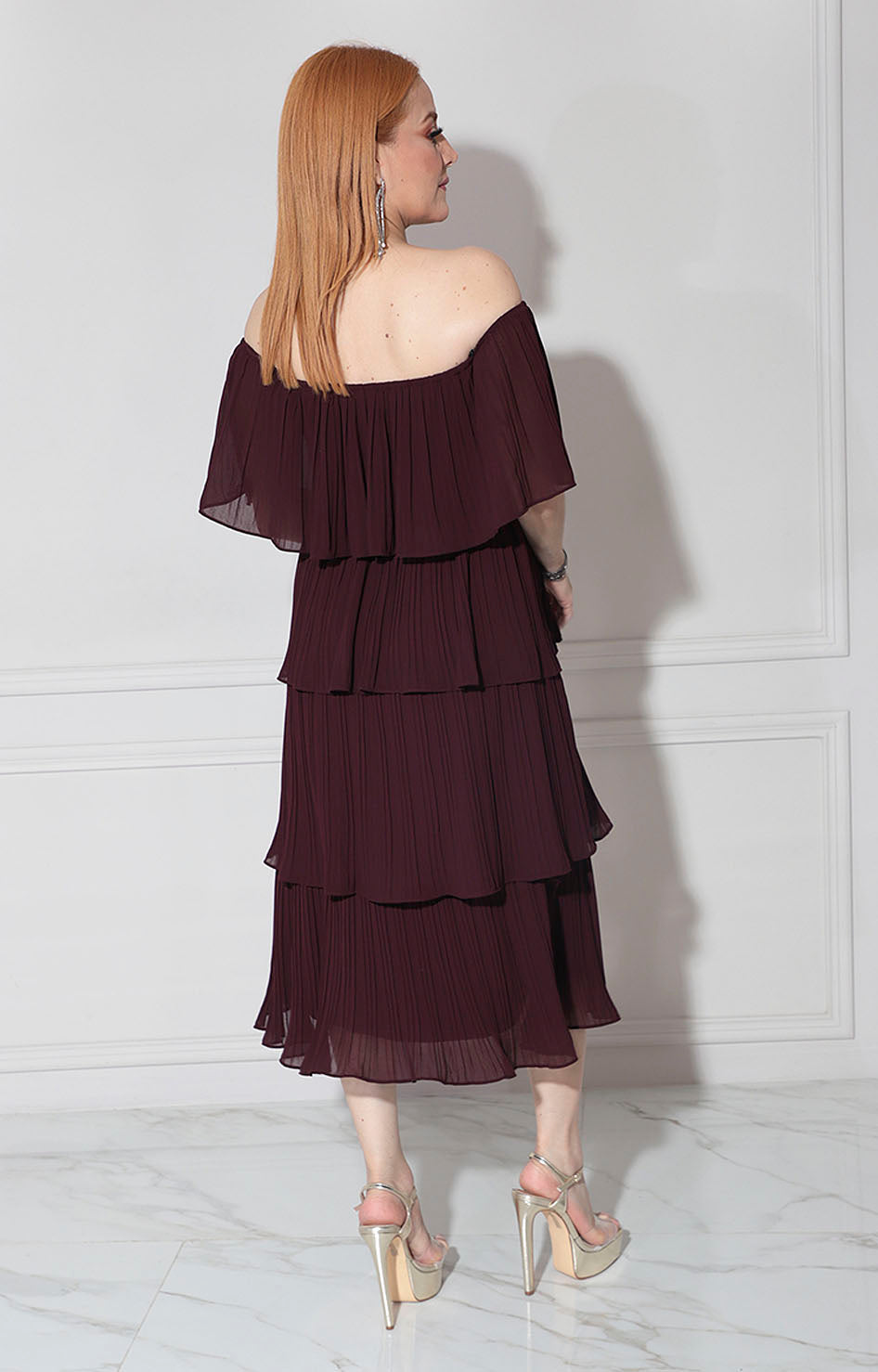 Vestido morado strapless