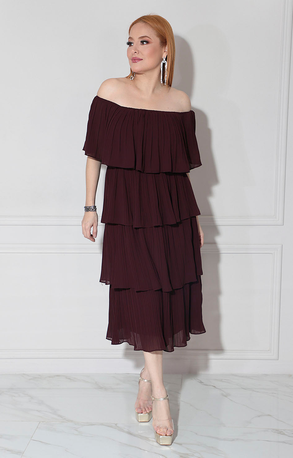 Vestido morado strapless