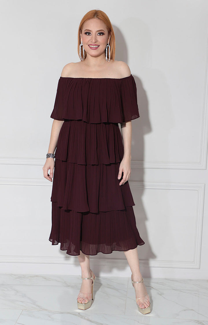 Vestido morado strapless