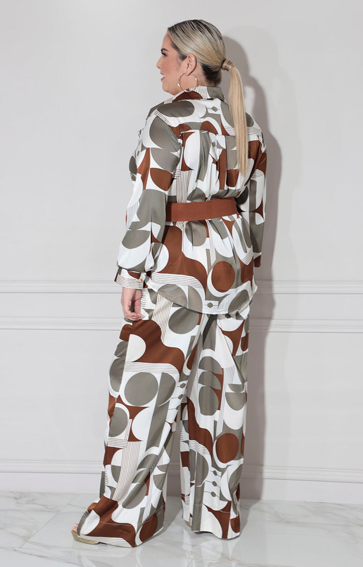 Conjunto beige geométrico