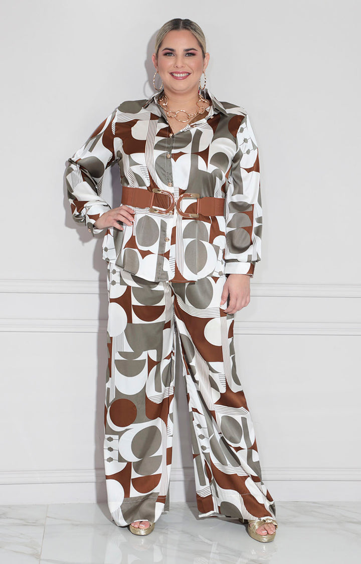 Conjunto beige geométrico