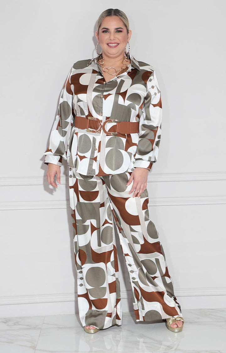 Conjunto beige geométrico