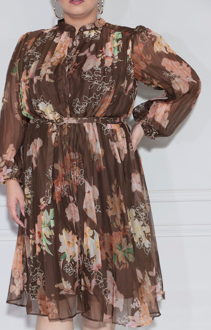 Vestido café floral