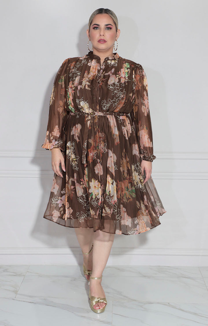 Vestido café floral