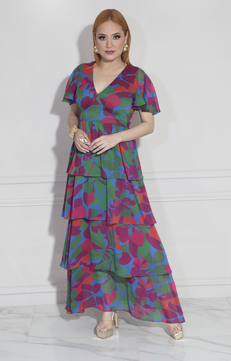 Vestido verde floral