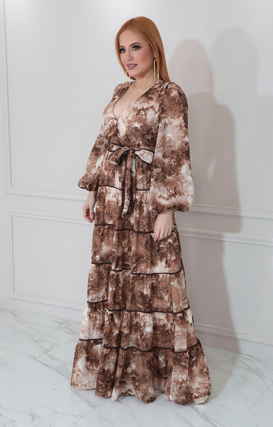 Vestido café estampado
