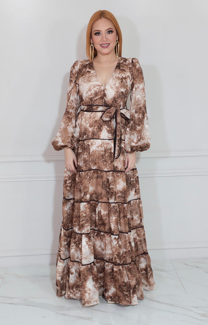 Vestido café estampado