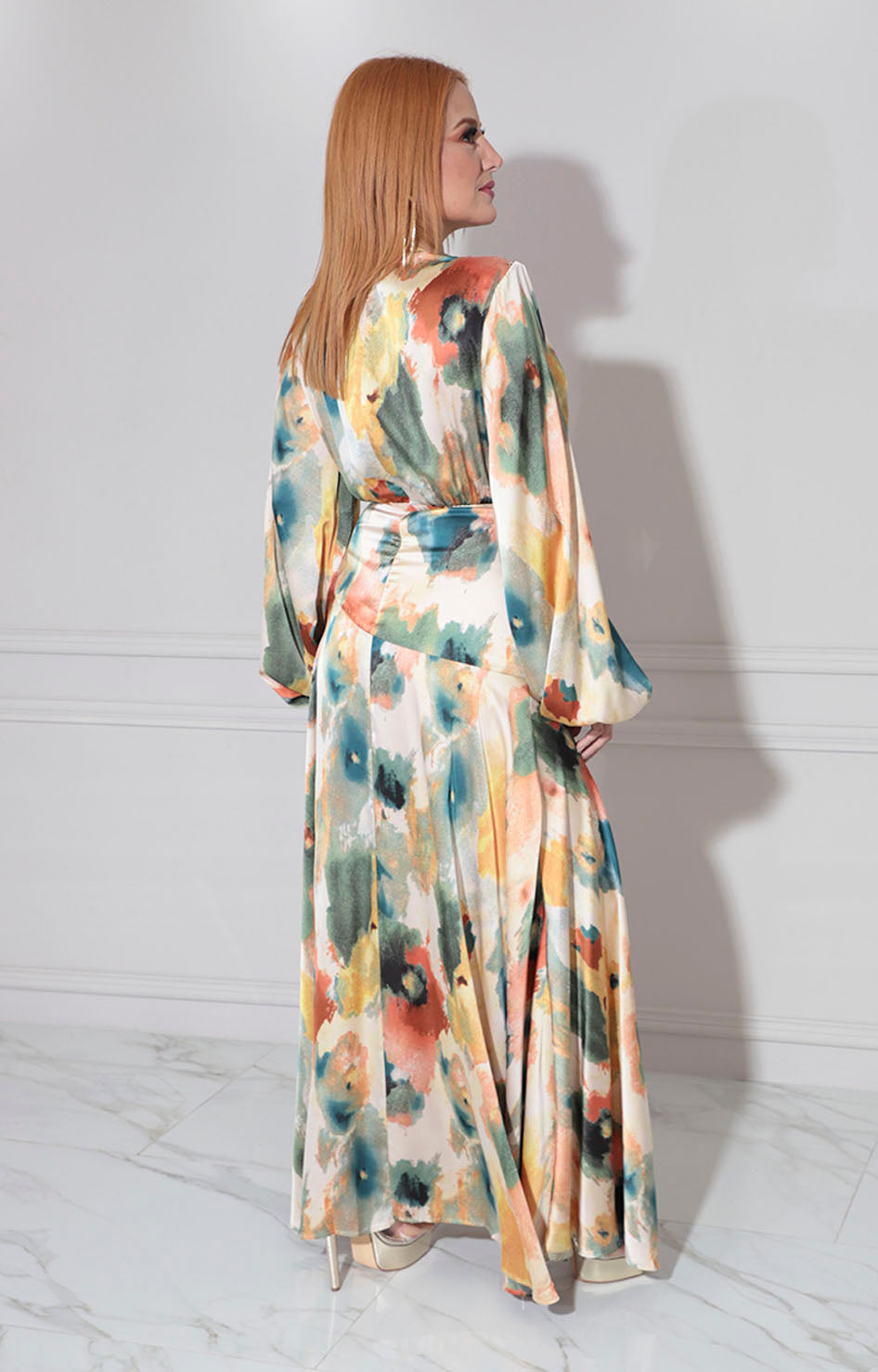 Vestido estampado largo