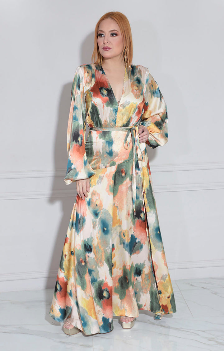 Vestido estampado largo