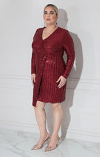 Vestido vino con lentejuela - VESTIDO XL Boutiquemirel 