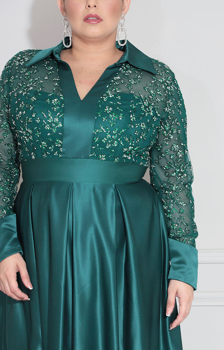 Vestido de gala verde