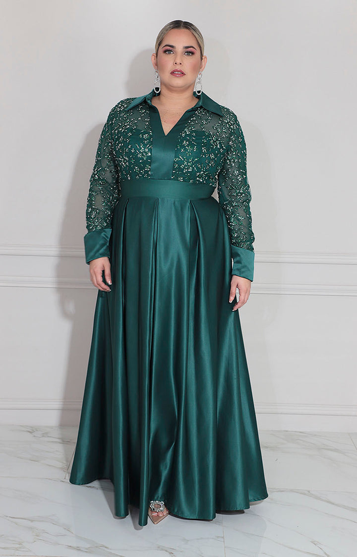 Vestido de gala verde
