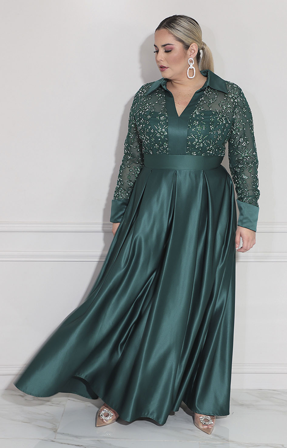 Vestido de gala verde