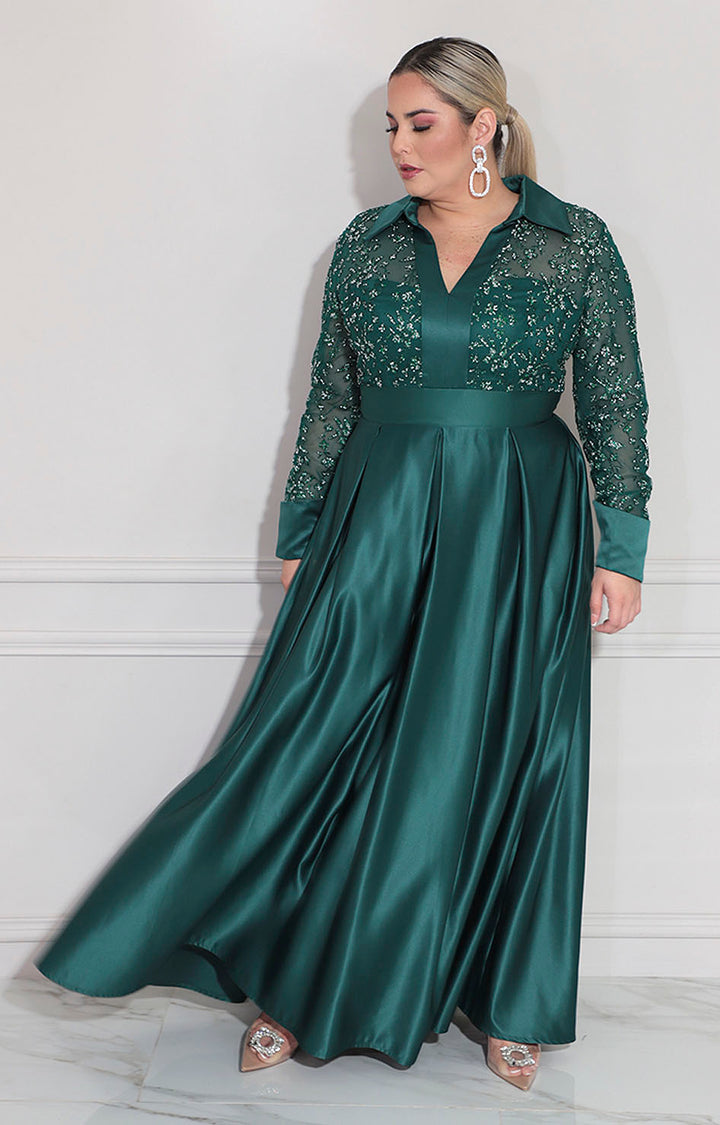 Vestido de gala verde