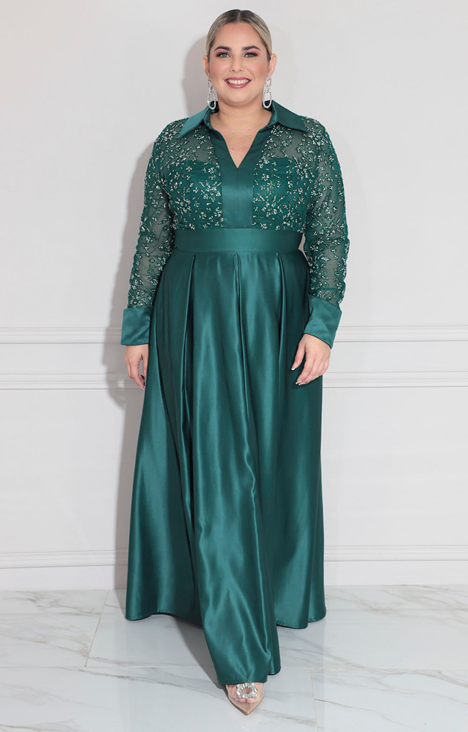 Vestido de gala verde