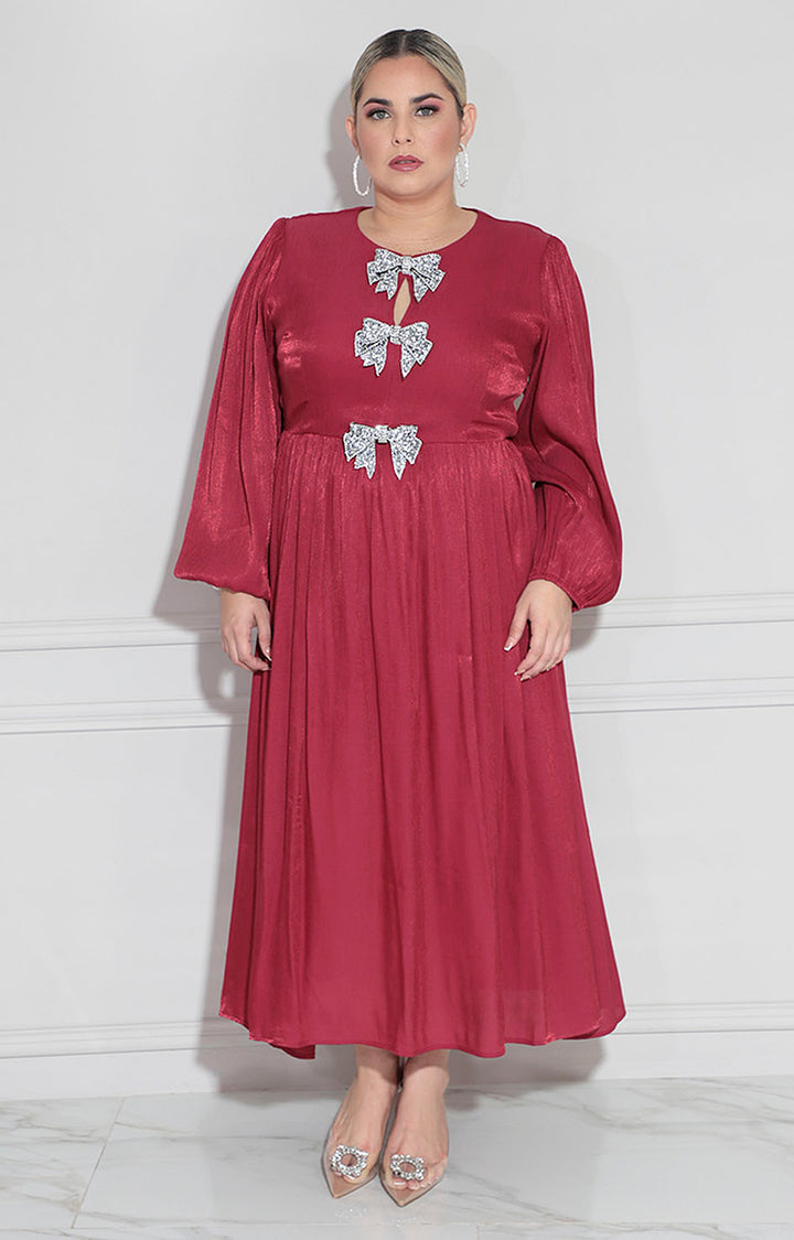 Vestido vino con moños