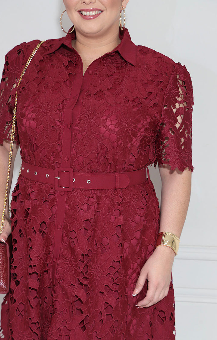 Vestido vino de encaje