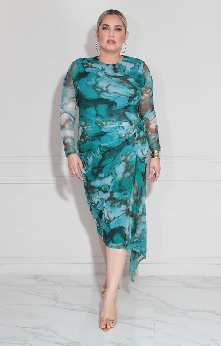 Vestido verde en mesh