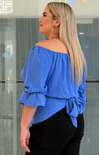 Blusa azul strapless - BLUSAS CURVY Boutiquemirel 