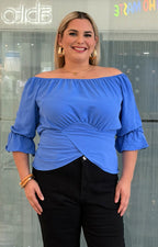 Blusa azul strapless - BLUSAS CURVY Boutiquemirel 