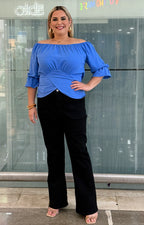 Blusa azul strapless - BLUSAS CURVY Boutiquemirel 
