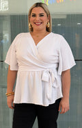 Blusa tipo peplum con lazo - BLUSAS CURVY Boutiquemirel 
