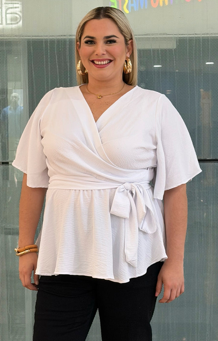 Blusa tipo peplum con lazo - BLUSAS CURVY Boutiquemirel 