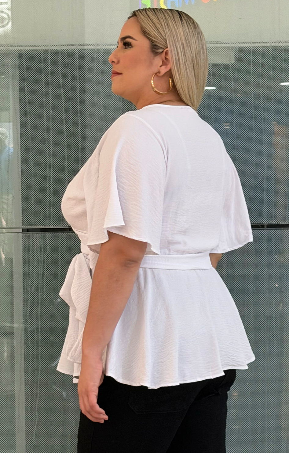 Blusa tipo peplum con lazo - BLUSAS CURVY Boutiquemirel 