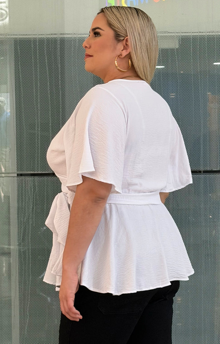 Blusa tipo peplum con lazo - BLUSAS CURVY Boutiquemirel 
