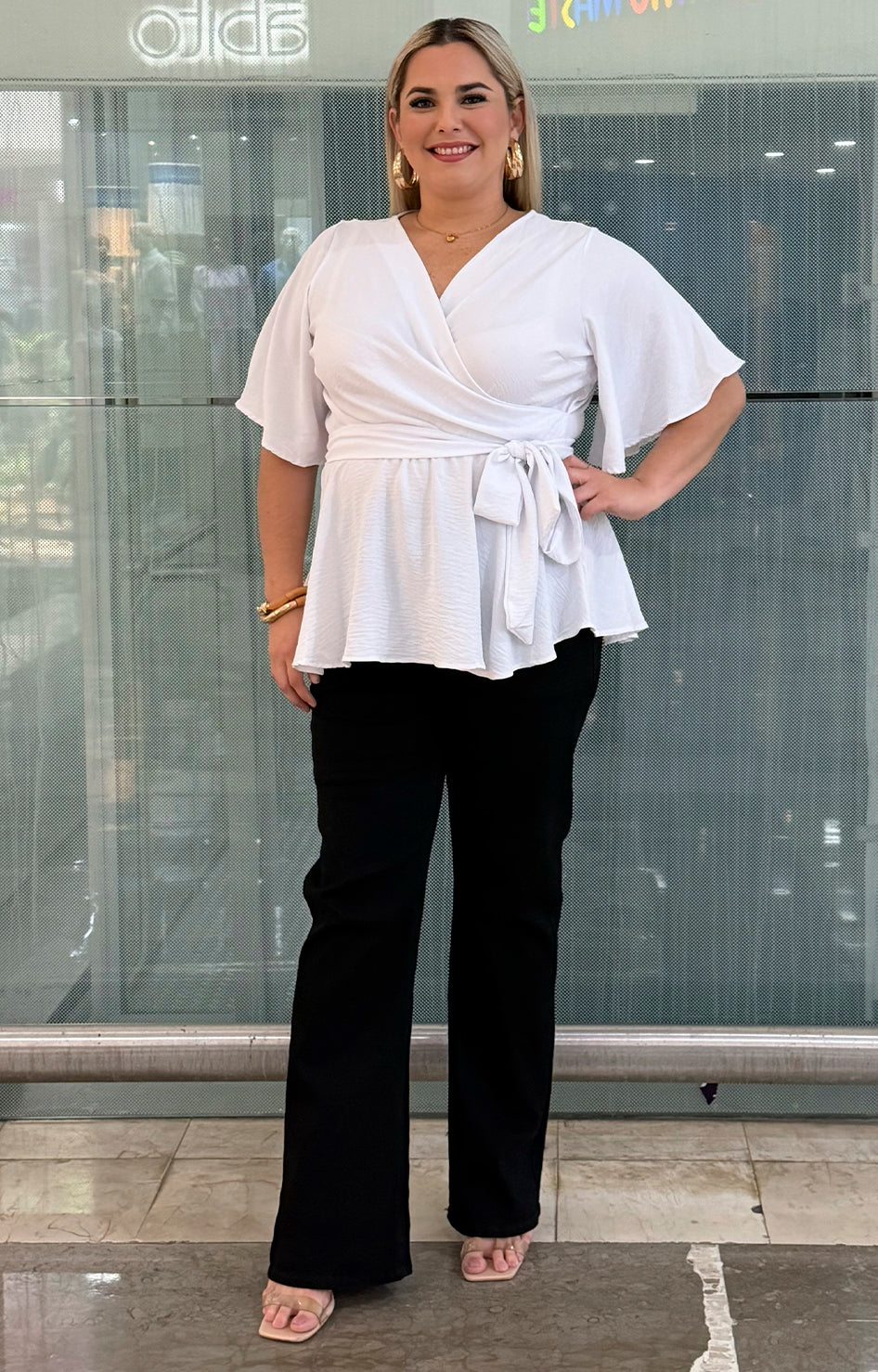 Blusa tipo peplum con lazo - BLUSAS CURVY Boutiquemirel 