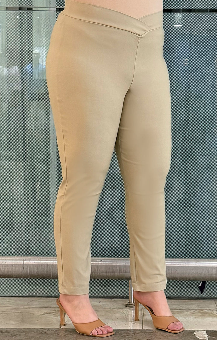 Pantalón beige strech V - PANTALON CURVY Boutiquemirel 
