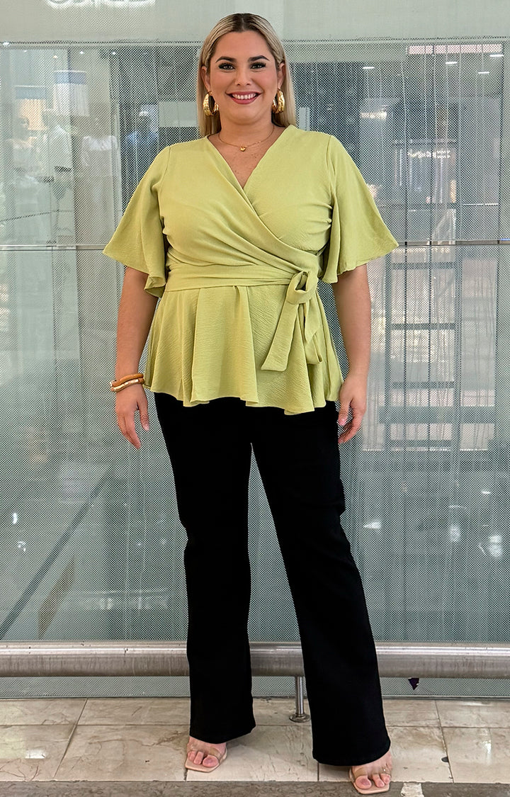 Blusa tipo peplum con lazo - BLUSAS CURVY Boutiquemirel 