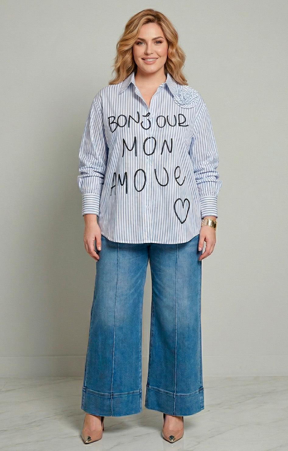 blusa de rayas estampado - BLUSAS CURVY Boutiquemirel 