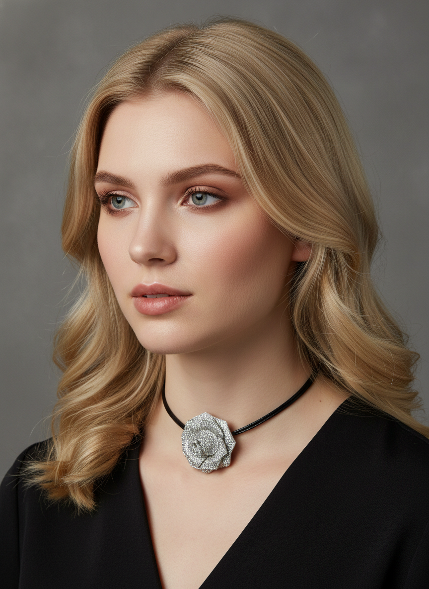 Collar de listón negro con flor - COLLAR Boutiquemirel 