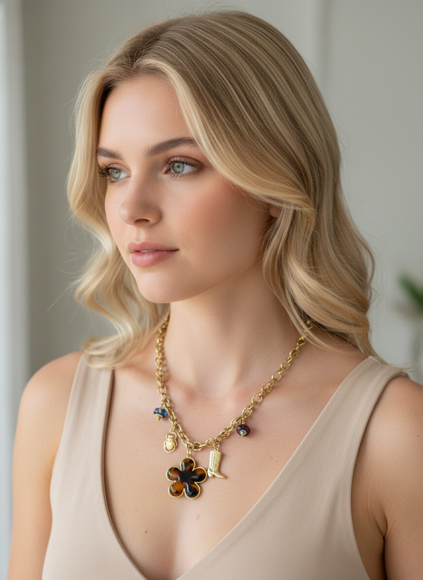 Collar café de flor - COLLAR Boutiquemirel 
