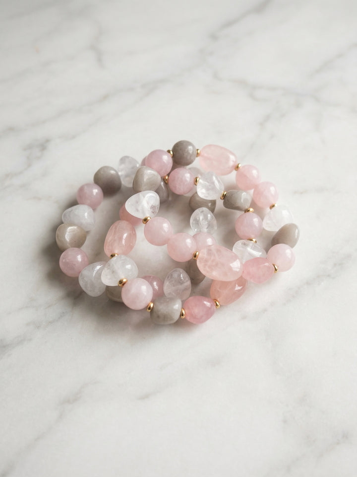 Pulsera de Cuarzo Rosa y Gris - PULSERA Boutiquemirel 