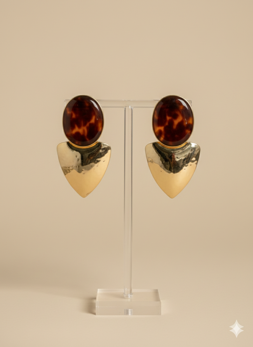 Aretes café con dorado - ARETE Boutiquemirel 