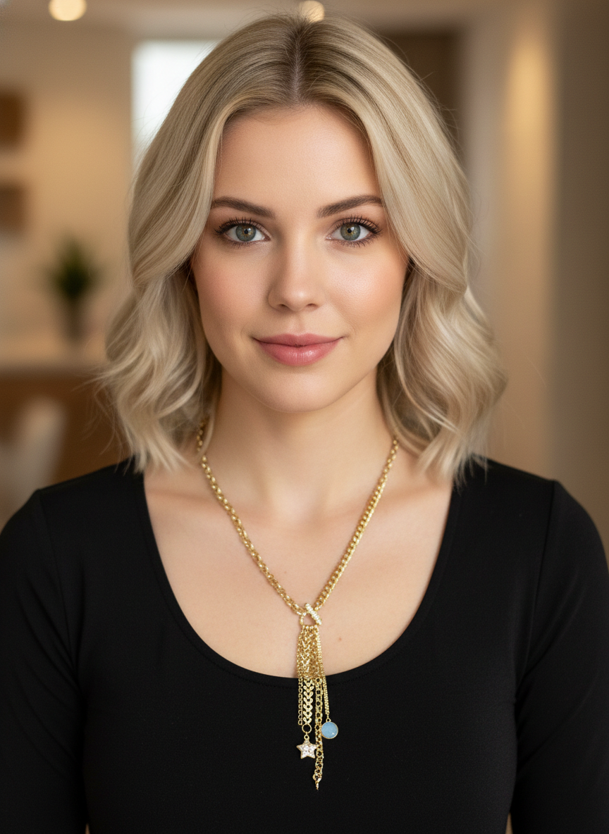 Collar dorado largo con dijes - COLLAR Boutiquemirel 