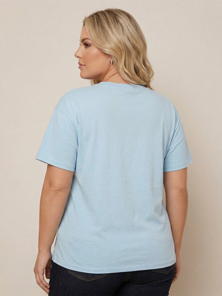 Blusa azul estampada love - BLUSAS CURVY Boutiquemirel 