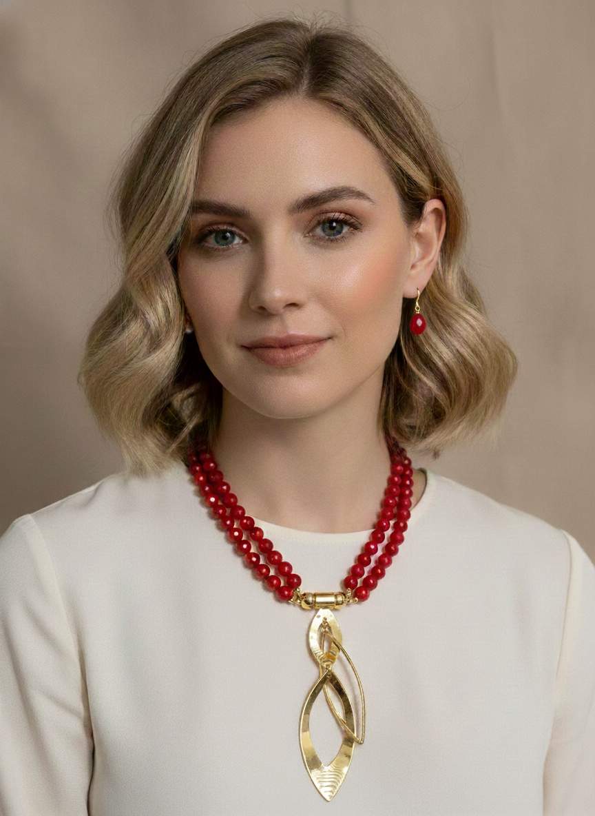 Set de collar rojo co maxi dije - SET COLLAR Boutiquemirel 